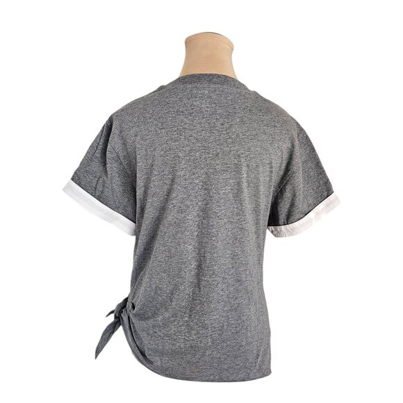 3.1 Phillip Lim Grey Tie Bottom Grey White Detail T-Shirt Sz S - Picture 3 of 7
